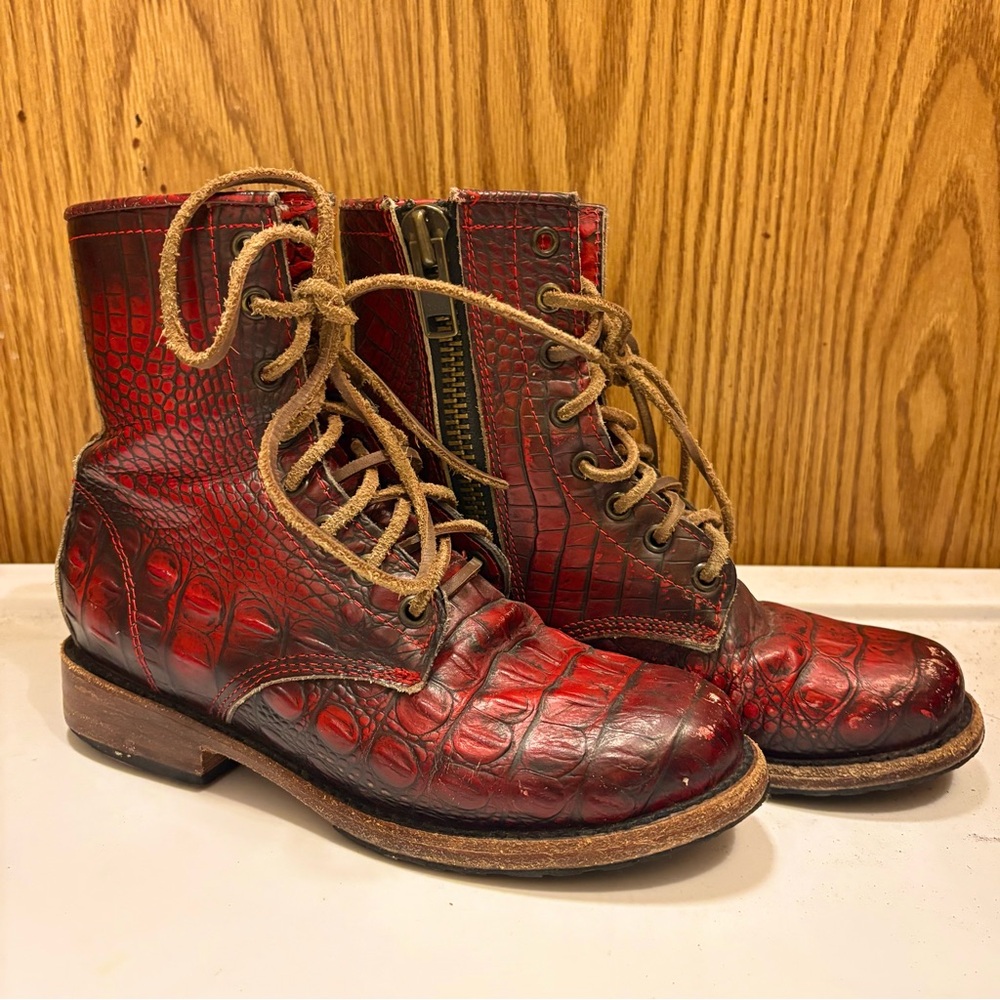 Freebird by Steven Manchester Red Croc-Embossed Boots